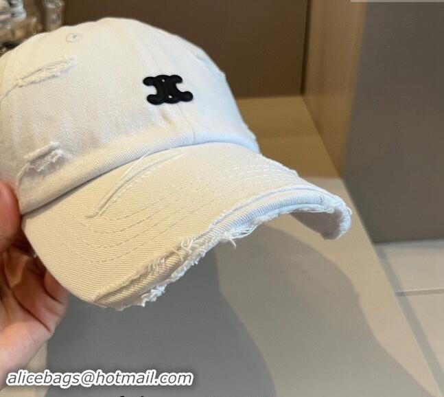 Luxury Discount Celine Canvas Baseball Hat 0514 White 2024