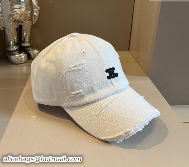 Luxury Discount Celine Canvas Baseball Hat 0514 White 2024