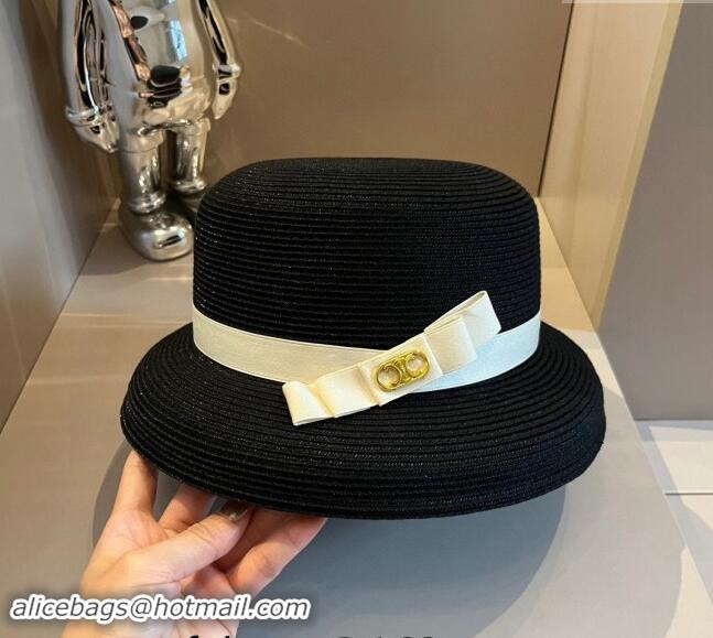 Hot Style Celine Straw Bucket Hat 061903 Black 2024