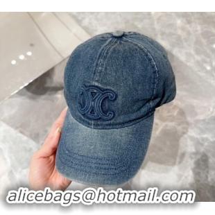 Buy Luxury Celine Denim Baseball Hat 071001 Blue 2024