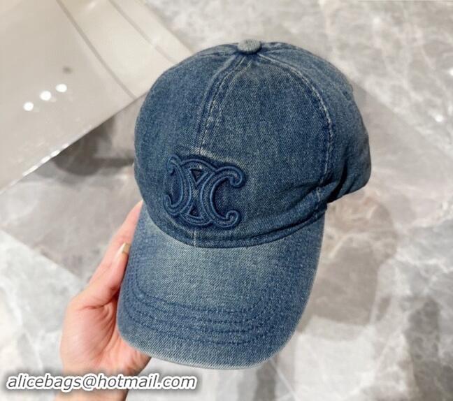 Buy Luxury Celine Denim Baseball Hat 071001 Blue 2024