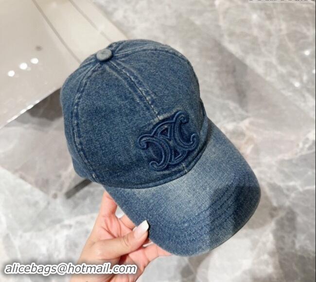 Buy Luxury Celine Denim Baseball Hat 071001 Blue 2024