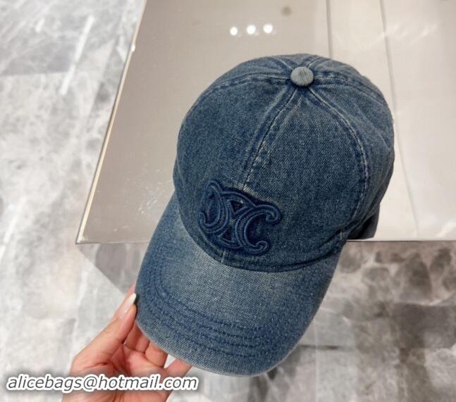 Buy Luxury Celine Denim Baseball Hat 071001 Blue 2024