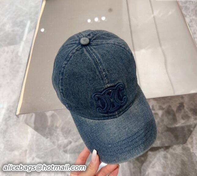 Buy Luxury Celine Denim Baseball Hat 071001 Blue 2024