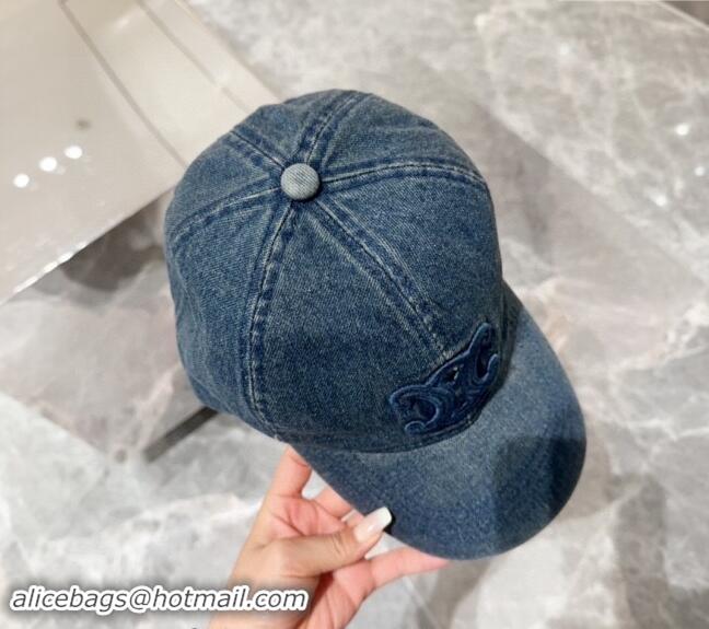 Buy Luxury Celine Denim Baseball Hat 071001 Blue 2024