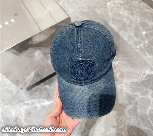 Buy Luxury Celine Denim Baseball Hat 071001 Blue 2024