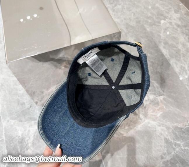 Buy Luxury Celine Denim Baseball Hat 071001 Blue 2024