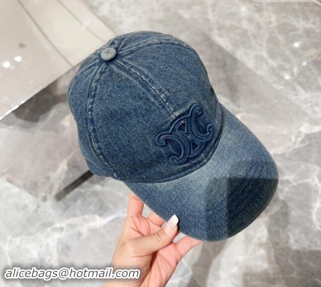 Buy Luxury Celine Denim Baseball Hat 071001 Blue 2024