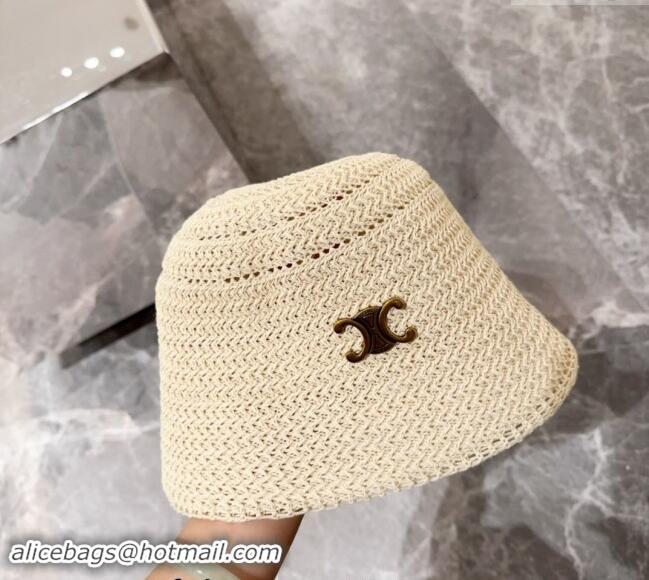 Luxury Discount Celine Knit Bucket Hat 0710 Beige 2024