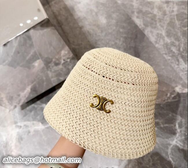 Luxury Discount Celine Knit Bucket Hat 0710 Beige 2024