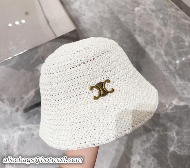 Cheap Price Celine Knit Bucket Hat 0710 White 2024