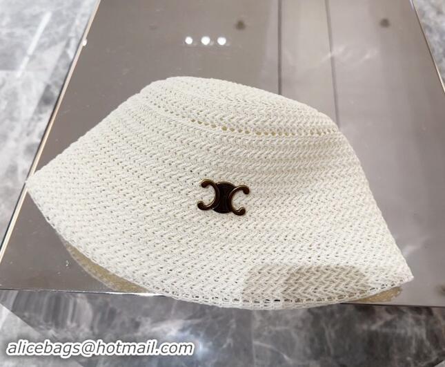 Cheap Price Celine Knit Bucket Hat 0710 White 2024