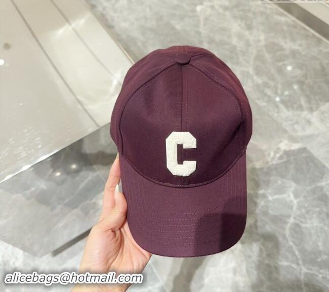 Sumptuous Celine Baseball Hat with C Letter 073002 Dark Purple 2024