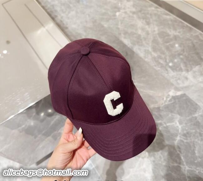 Sumptuous Celine Baseball Hat with C Letter 073002 Dark Purple 2024