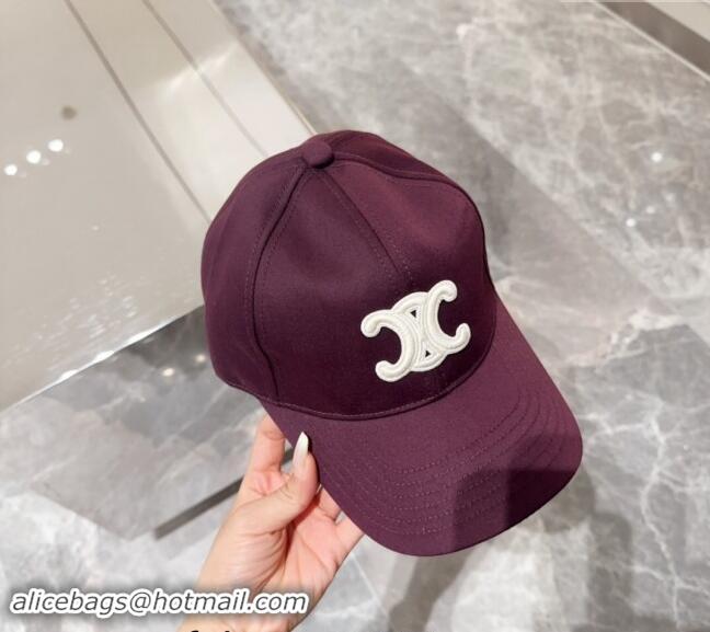 Buy New Cheap Celine Baseball Hat with Logo 073002 Dark Purple 2024