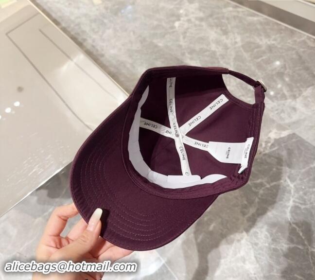 Buy New Cheap Celine Baseball Hat with Logo 073002 Dark Purple 2024