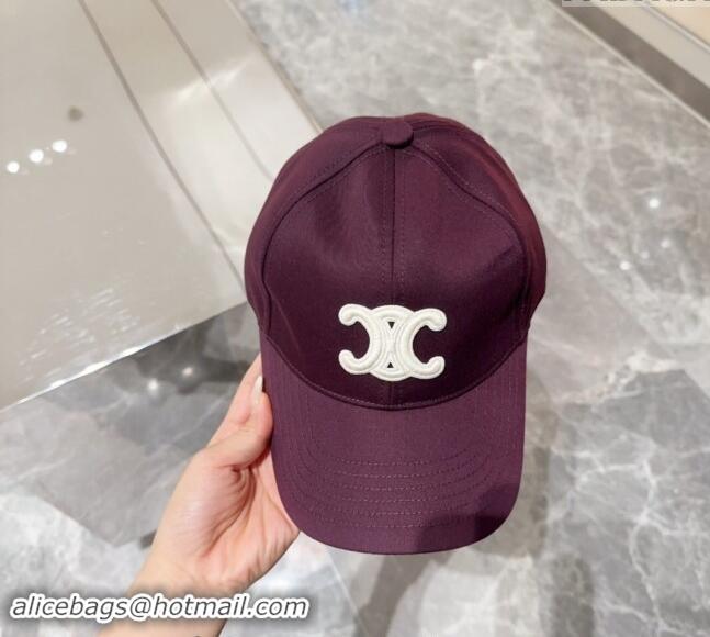 Buy New Cheap Celine Baseball Hat with Logo 073002 Dark Purple 2024