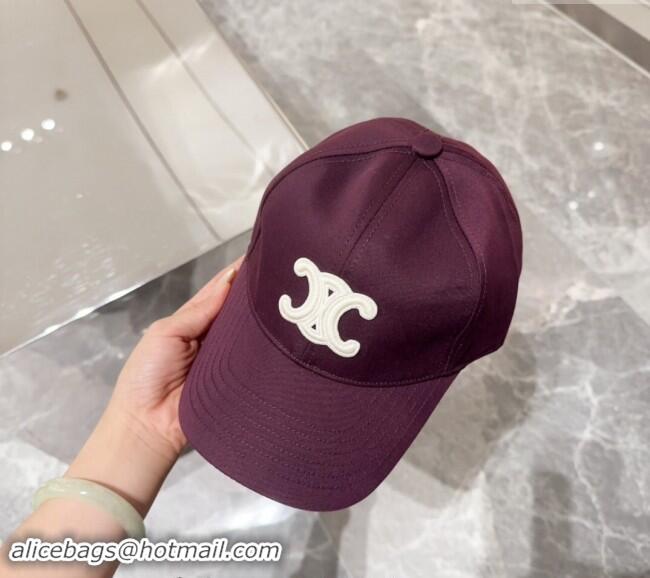 Buy New Cheap Celine Baseball Hat with Logo 073002 Dark Purple 2024