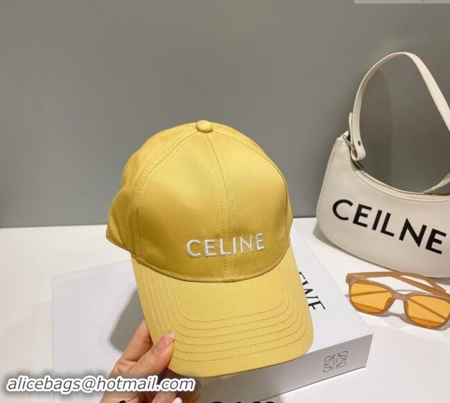 Cheapest Celine Baseball Hat with CELINE 073002 Yellow 2024