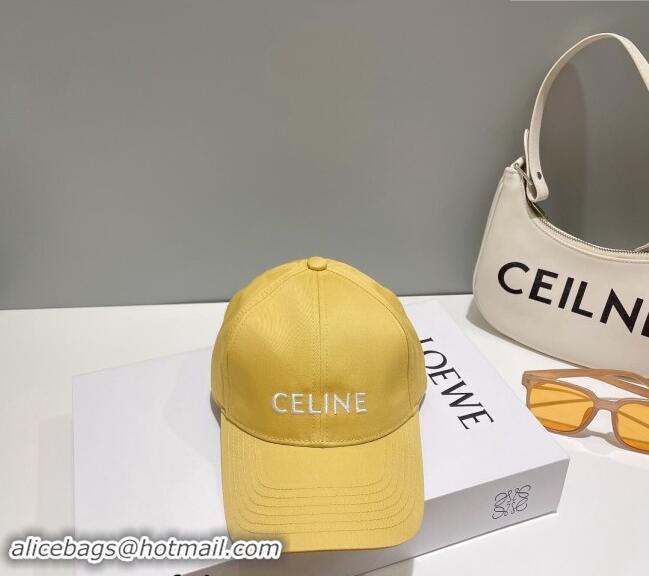 Cheapest Celine Baseball Hat with CELINE 073002 Yellow 2024