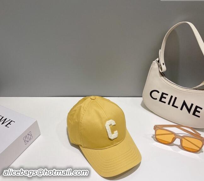 Cheapest Celine Baseball Hat with C Letter 073002 Yellow 2024