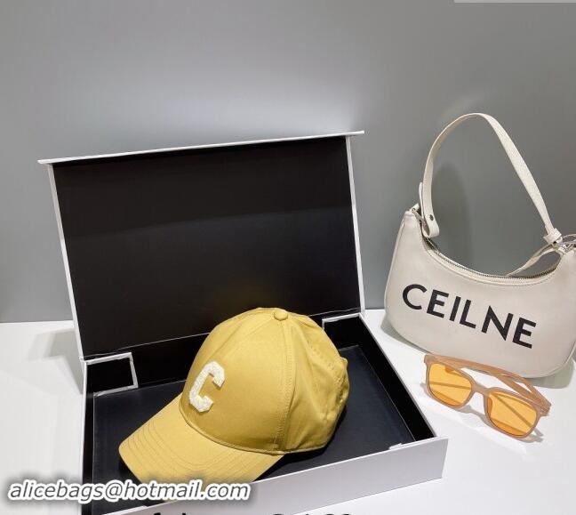 Cheapest Celine Baseball Hat with C Letter 073002 Yellow 2024