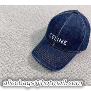 New Style Cheap Celine Denim Baseball Hat with CELINE 073002 2024