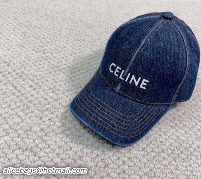 New Style Cheap Celine Denim Baseball Hat with CELINE 073002 2024