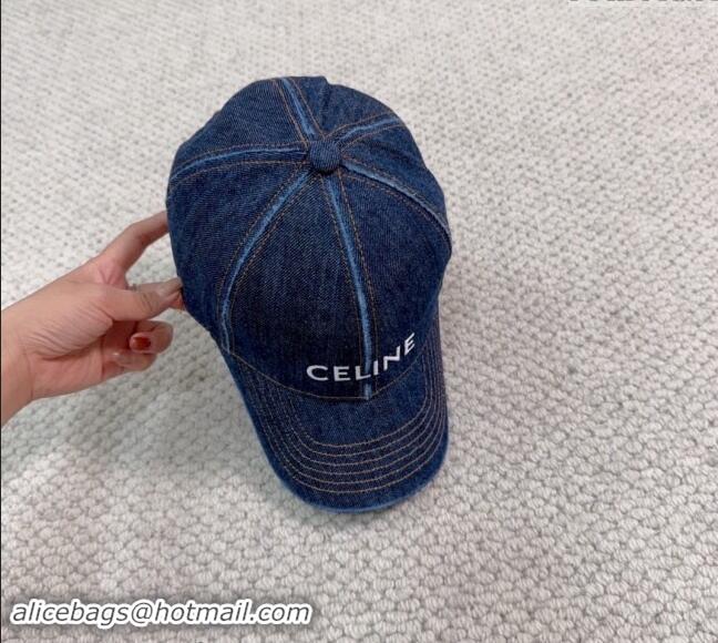 New Style Cheap Celine Denim Baseball Hat with CELINE 073002 2024