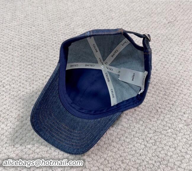 New Style Cheap Celine Denim Baseball Hat with CELINE 073002 2024