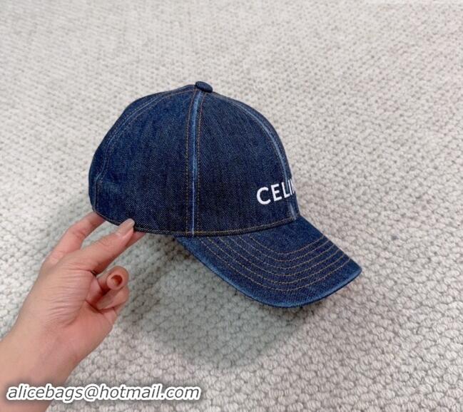 New Style Cheap Celine Denim Baseball Hat with CELINE 073002 2024