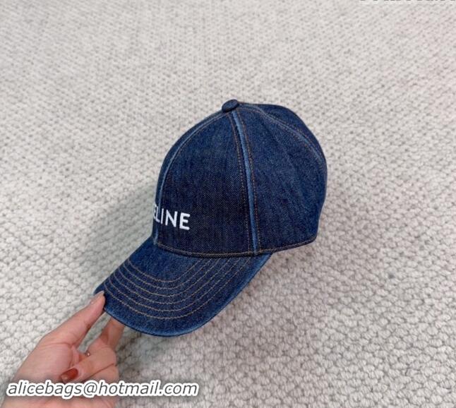 New Style Cheap Celine Denim Baseball Hat with CELINE 073002 2024