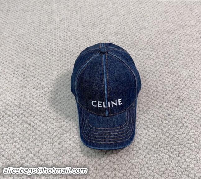 New Style Cheap Celine Denim Baseball Hat with CELINE 073002 2024