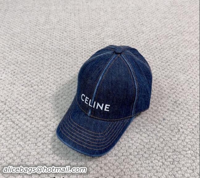 New Style Cheap Celine Denim Baseball Hat with CELINE 073002 2024