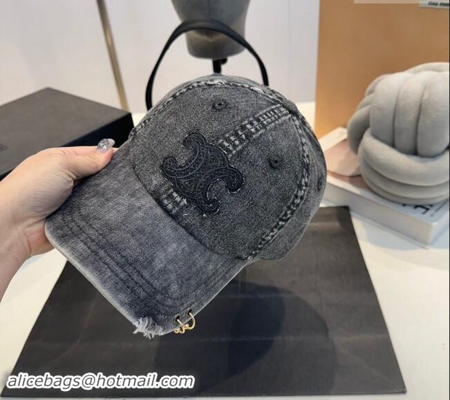 Buy Classic Celine Denim Baseball Hat 082203 Black 2024