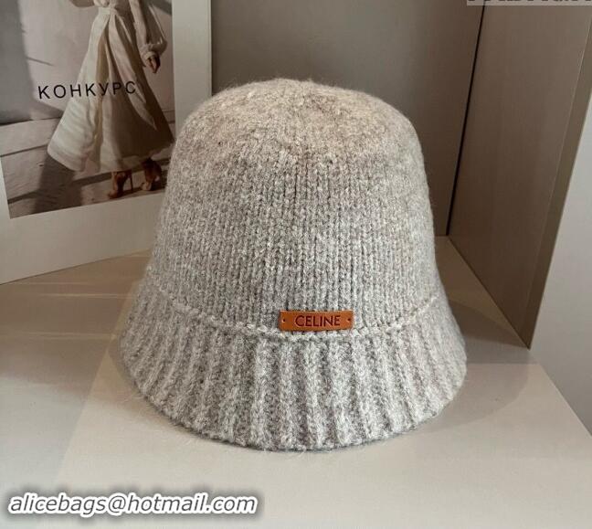 Most Popular Celine Knit Bucket Hat 0913 Light Grey 2024