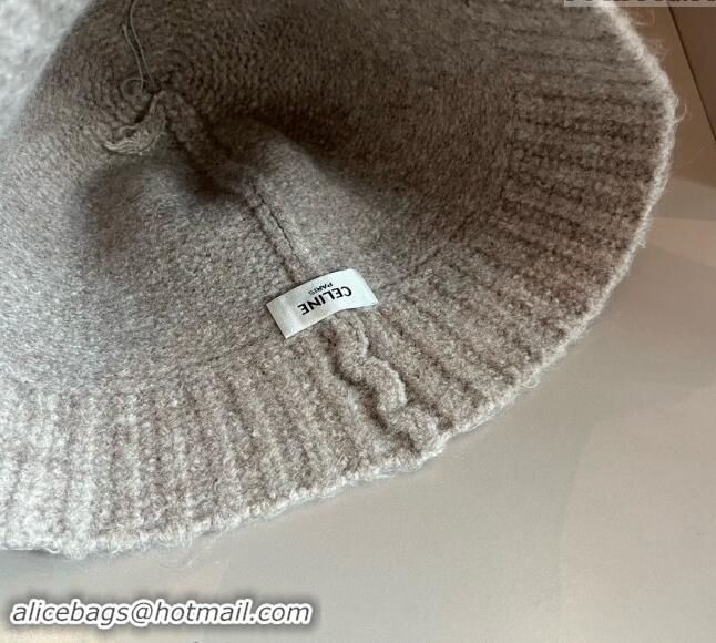 Most Popular Celine Knit Bucket Hat 0913 Light Grey 2024