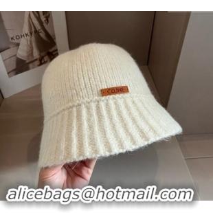 New Stylish Celine Knit Bucket Hat 0913 White 2024