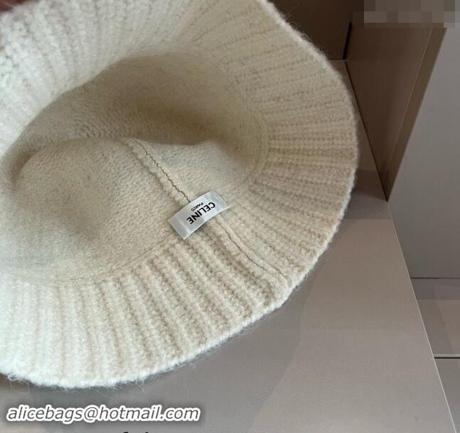 New Stylish Celine Knit Bucket Hat 0913 White 2024