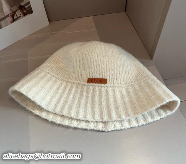 New Stylish Celine Knit Bucket Hat 0913 White 2024