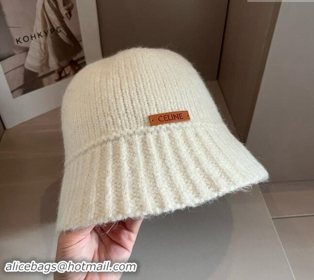 New Stylish Celine Knit Bucket Hat 0913 White 2024