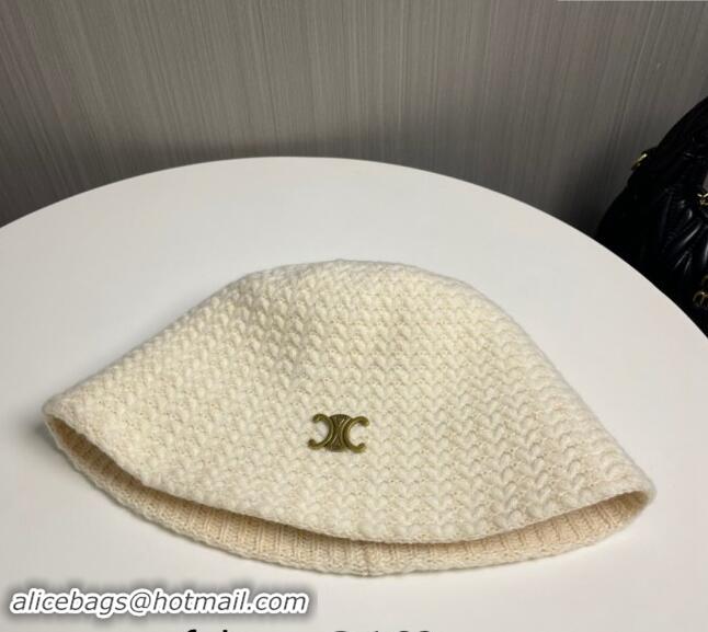 Low Cost Celine Knit Bucket Hat 0913 White 2024