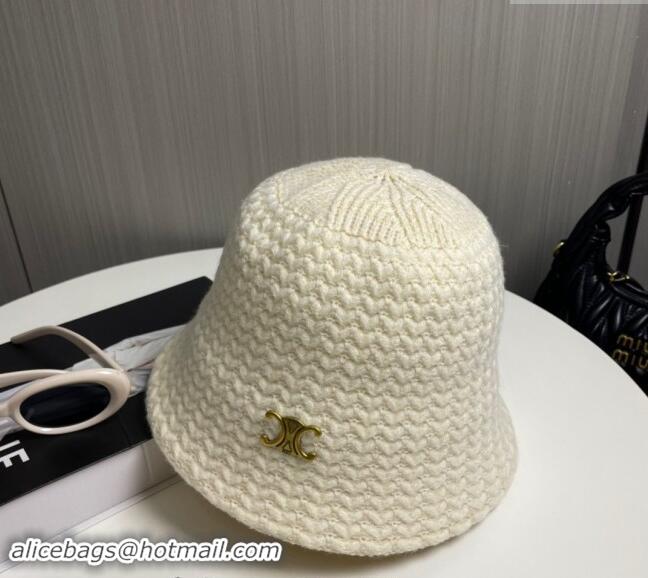 Low Cost Celine Knit Bucket Hat 0913 White 2024