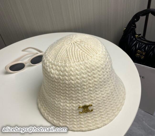 Low Cost Celine Knit Bucket Hat 0913 White 2024