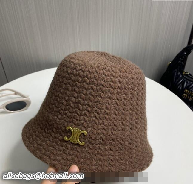 Super Quality Celine Knit Bucket Hat 0913 Brown 2024