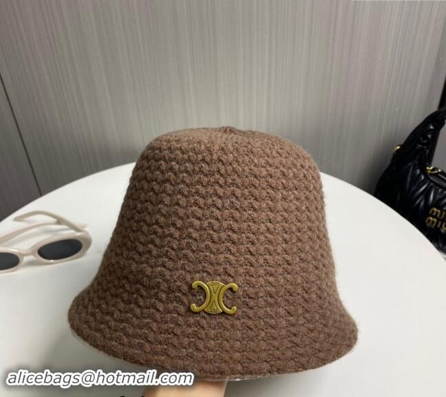 Super Quality Celine Knit Bucket Hat 0913 Brown 2024