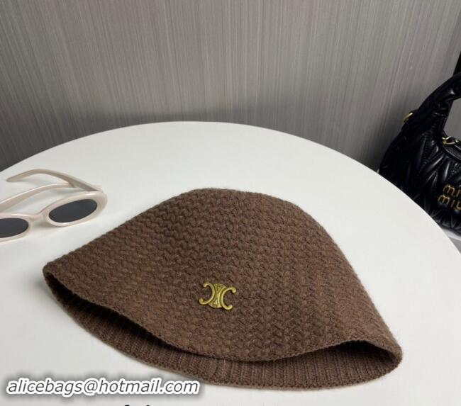 Super Quality Celine Knit Bucket Hat 0913 Brown 2024