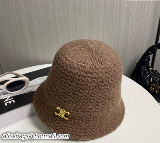 Super Quality Celine Knit Bucket Hat 0913 Brown 2024