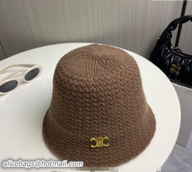 Super Quality Celine Knit Bucket Hat 0913 Brown 2024