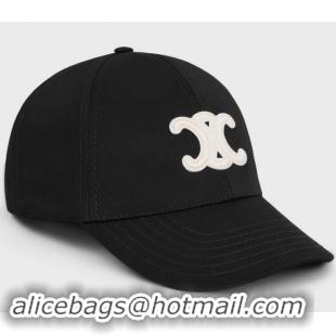 Luxury Classic Celine Triomphe Baseball Cap In Cotton 040302 Black 2024